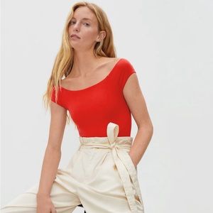 Everlane Off-Shoulder Bodysuit in Scarlett